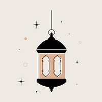 Aesthetic lantern illustration, flat brown tone design