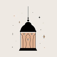 Arabic lantern sticker, aesthetic beige design vector