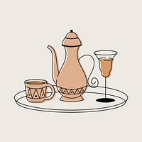 Arabic tea sticker, aesthetic beige design vector