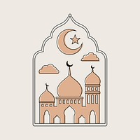 Beige Ramadan illustration, aesthetic celebration design vector