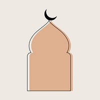 Aesthetic mosque arch illustration, flat earth brown tone design vector