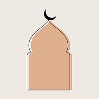 Aesthetic mosque arch illustration, flat earth brown tone design psd