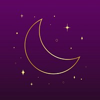 Golden crescent sticker line art, color background vector