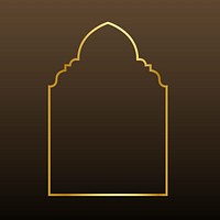 Golden line art mosque arch illustration on dark tone background psd