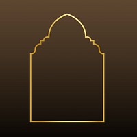 Golden line art mosque arch illustration on dark tone background vector