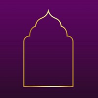 Golden line art mosque arch illustration on dark purple background vector