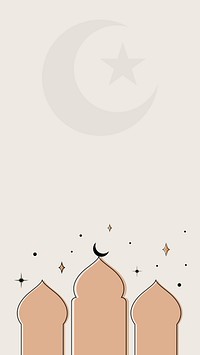 Ramadan iPhone wallpaper, brown aesthetic line art design