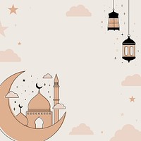 Brown Ramadan border frame background, aesthetic celebration design psd