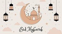 Eid Mubarak computer wallpaper template, brown earth tone celestial art design vector