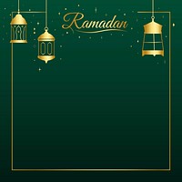 Aesthetic Ramadan frame background, golden line art psd