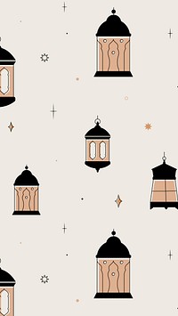 Ramadan pattern iPhone wallpaper, earth brown tone celebration design