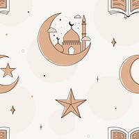 Ramadan social media post, aesthetic earth brown seamless pattern design psd