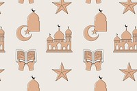 Ramadan social media banner, aesthetic earth brown pattern design psd