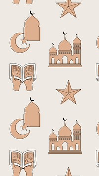 Ramadan pattern iPhone wallpaper, earth brown tone celebration design