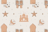 Ramadan social media banner, aesthetic earth brown pattern design psd