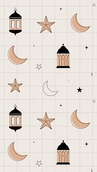 Ramadan pattern iPhone wallpaper, earth brown tone celebration design