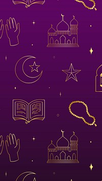 Ramadan pattern Phone wallpaper, golden line art design