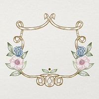 Floral wreath frame, vintage illustration, botanical design psd