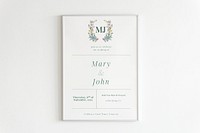 Wedding sign mockup, minimal frame, white design psd