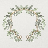 Botanical frame, leaf wreath design, vintage illustration psd