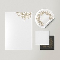 Aesthetic paper stationery, botanical illustration, design space