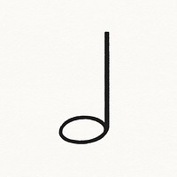 Half note sticker, musical symbol, black doodle design psd