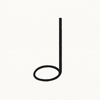 Half note sticker, musical symbol, black doodle design vector