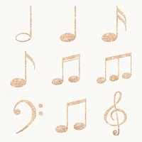 Musical notes, clef sticker, black doodle set vector