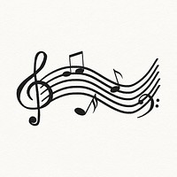 Musical notes clipart, treble clef doodle vector