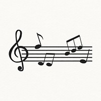 Musical notes clipart, treble clef doodle vector