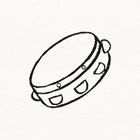 Tambourine doodle clipart, musical instrument