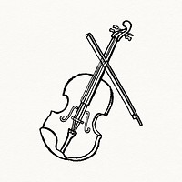 Violin sticker, musical instrument doodle psd