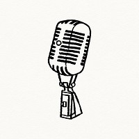 Microphone doodle sticker, standup comedy symbol psd