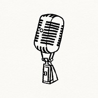 Microphone doodle sticker, standup comedy symbol vector