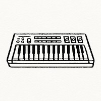 MIDI keyboard sticker, musical instrument psd