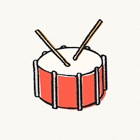 Snare drum sticker, musical instrument doodle psd