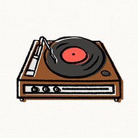 Record player sticker, music doodle