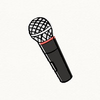 Microphone doodle clipart, standup comedy symbol