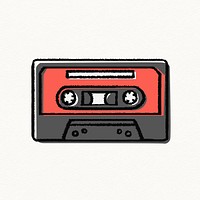 Cassette doodle sticker, retro music
