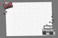 Retro doodle frame background, music concept psd