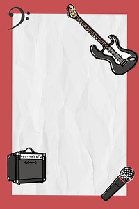 Rock music frame background, cute doodle psd