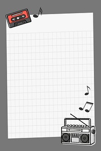 Retro doodle frame background, music concept vector