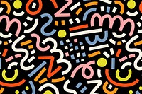 Memphis social media banner pattern, colorful doodle design