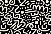 Memphis background pattern, black doodle design