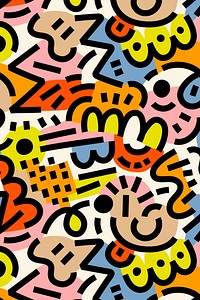 Memphis social media banner pattern, colorful doodle design