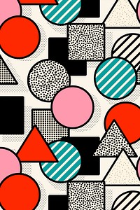 Memphis social media banner pattern, colorful doodle design