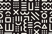 Memphis background pattern, black doodle design