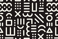 Memphis seamless pattern background, aesthetic black design psd