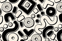 Memphis background pattern, black doodle design