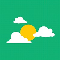 Sun & clouds sticker, summer weather graphic vector